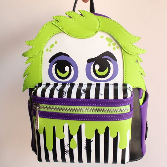 Loungefly Beetlejuice Backpack, New With Tags, Green and Purple, Pockets main image 4
